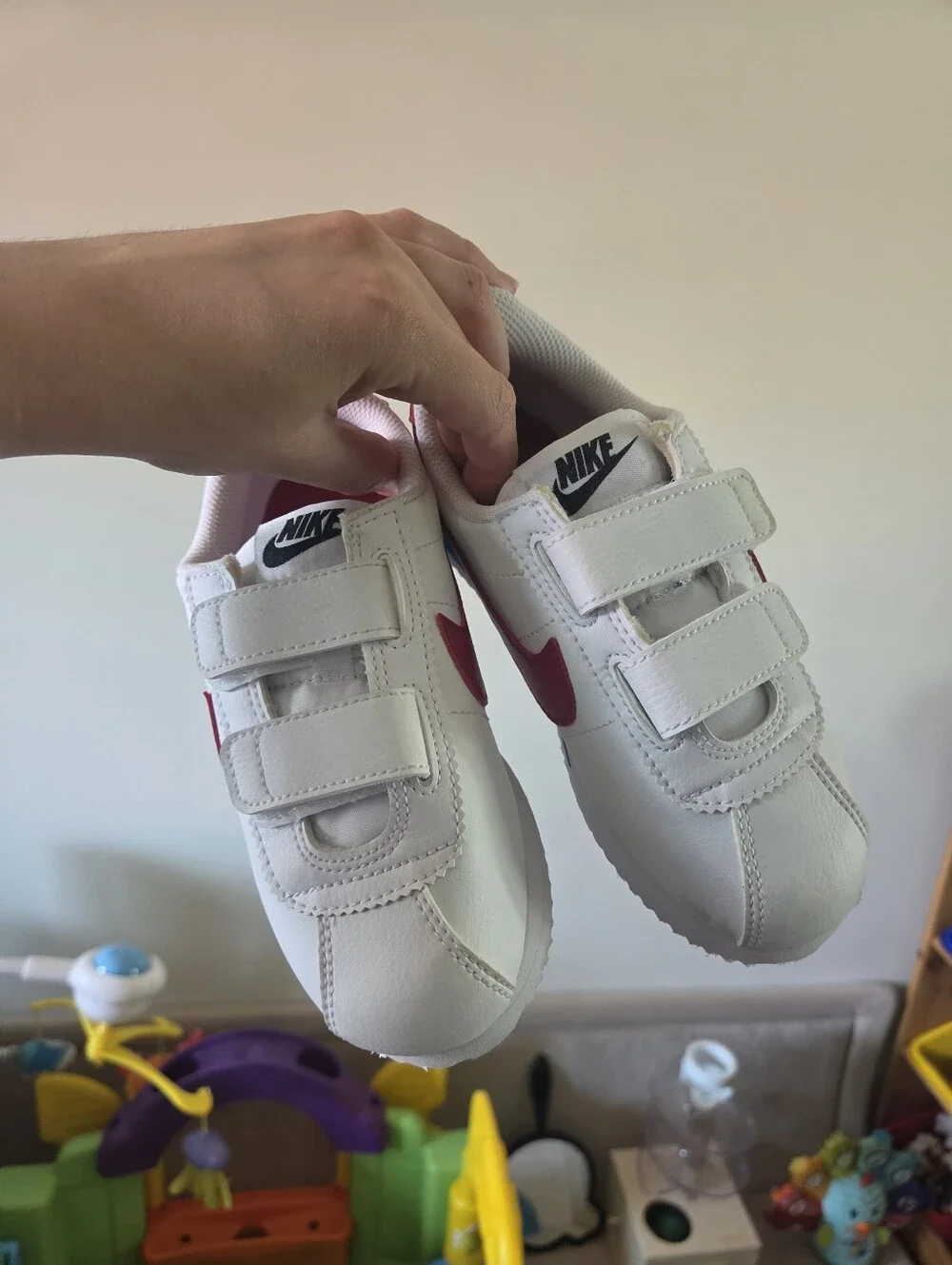 Nike Cortez Toddler Shoes – White/Red/Blue Hook & Loop Size 12C